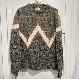 Vintage Campus Hand Knit Sweater USA Bulky Acrylic Size Medium